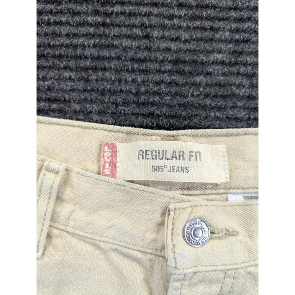 Levi's 505 Regular Fit Jeans Mens 36x32 Off White Denim Cotton Straight Leg